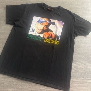 Tupac Shakur X Cross Colours Graphic Print T-Shirt Men's Size L Large Black
